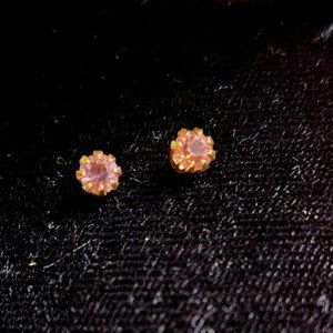 Vintage Gem Stone Pierced  Stud Earrings